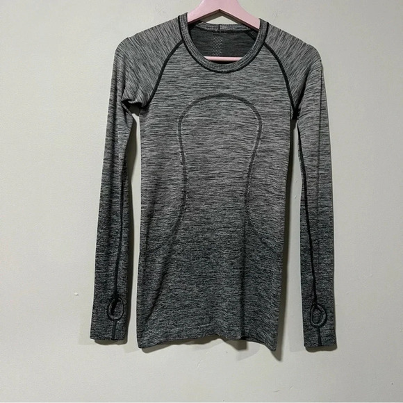 Lululemon Swiftly Tech Long Sleeve Crew Black / White (Grey Ombre) Size 4 - Picture 5 of 12